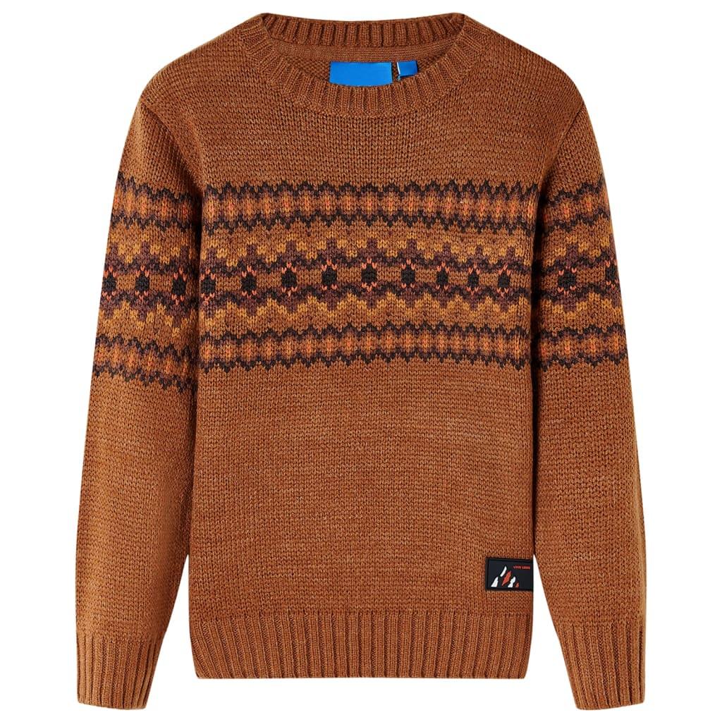 Sweater til børn str. 92 strikket cognacfarvet