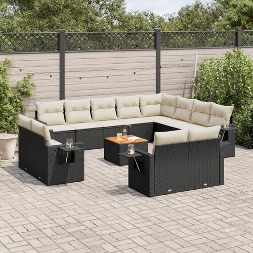 Sofasæt til haven 13 dele med hynder polyrattan sort