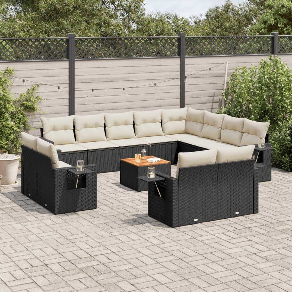 Sofasæt til haven 13 dele med hynder polyrattan sort