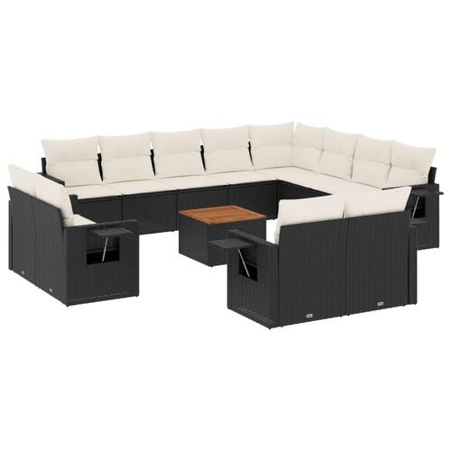 Sofasæt til haven 13 dele med hynder polyrattan sort