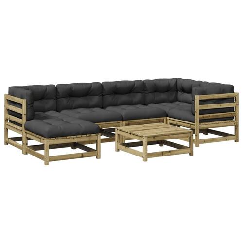 Sofasæt til haven 7 dele med hynder imprægneret fyrretræ