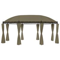 Pavillon med gardiner 520x349x255 cm 180 g/m² gråbrun
