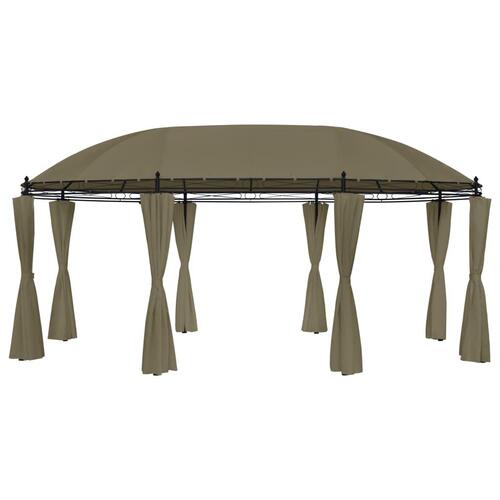 Pavillon med gardiner 520x349x255 cm 180 g/m² gråbrun