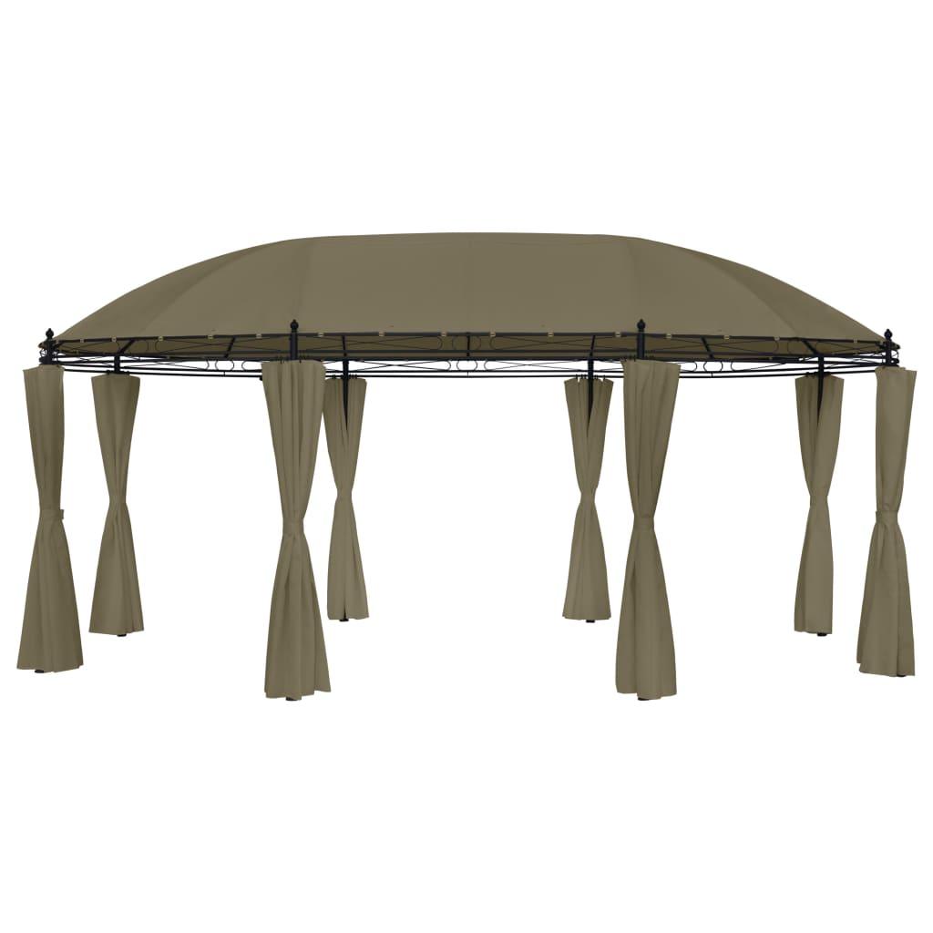 Pavillon med gardiner 520x349x255 cm 180 g/m² gråbrun