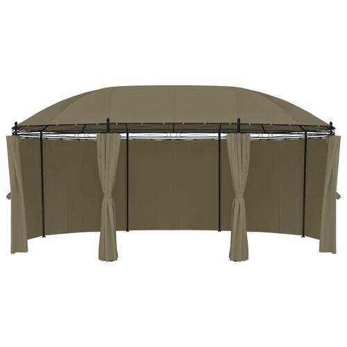 Pavillon med gardiner 520x349x255 cm 180 g/m² gråbrun