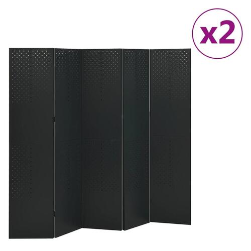 5-panels rumdeler 2 stk. 200x180 cm stål sort