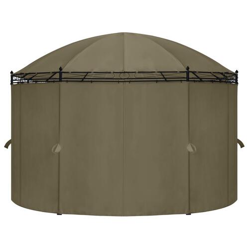 Pavillon med gardiner 520x349x255 cm 180 g/m² gråbrun