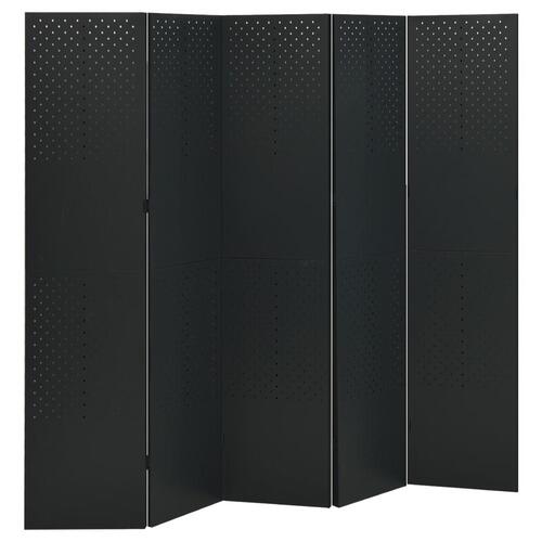 5-panels rumdeler 2 stk. 200x180 cm stål sort