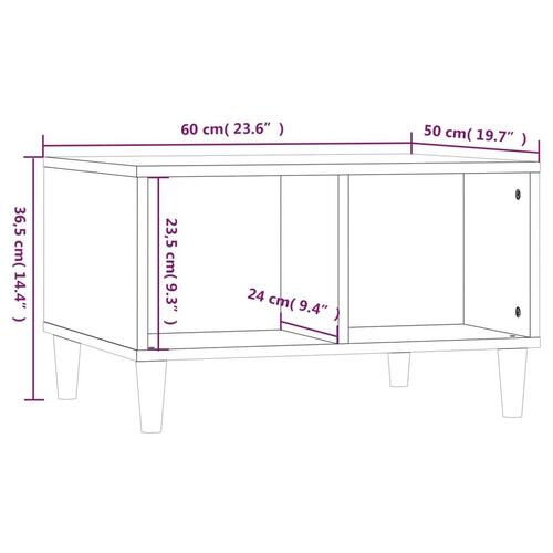 Sofabord 60x50x36,5 cm konstrueret træ brun egetræsfarve