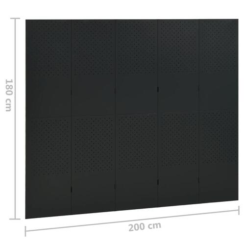 5-panels rumdeler 2 stk. 200x180 cm stål sort
