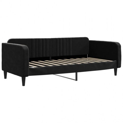 Daybed 100x200 cm i velour - sort sengeramme/sovesofa