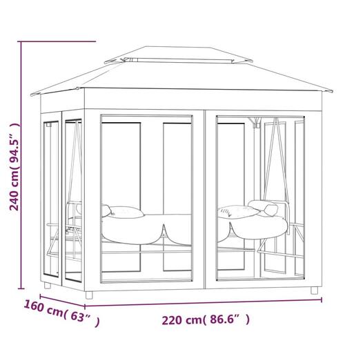 Pavillon med konvertibel gyngesofa cremehvid