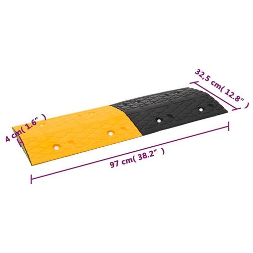 Vejbump 2 stk. 97x32,5x4 cm gummi gul og sort