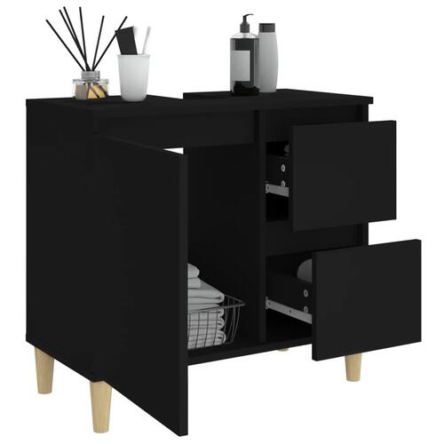 Badeværelsesskab 65x33x60 cm konstrueret træ sort