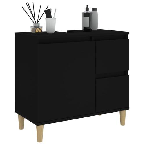 Badeværelsesskab 65x33x60 cm konstrueret træ sort