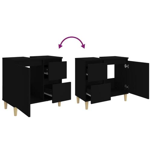 Badeværelsesskab 65x33x60 cm konstrueret træ sort