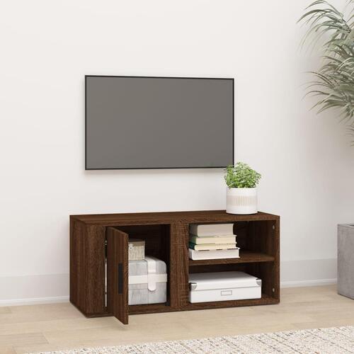 Tv-bord 80x31,5x36 cm konstrueret træ brun egetræsfarve