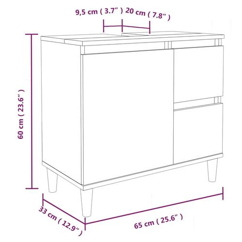 Badeværelsesskab 65x33x60 cm konstrueret træ sort