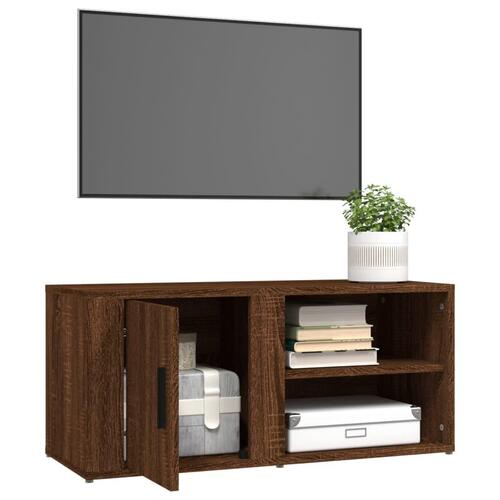 Tv-bord 80x31,5x36 cm konstrueret træ brun egetræsfarve