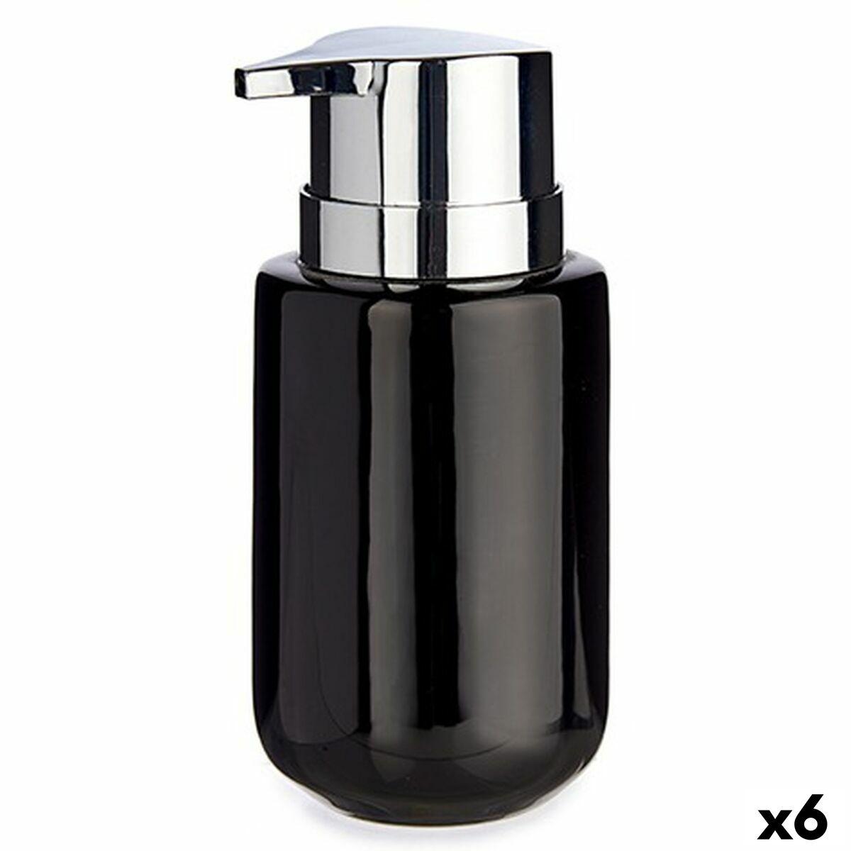Sæbedispenser Sort Sølvfarvet Metal Keramik 350 ml (6 enheder)