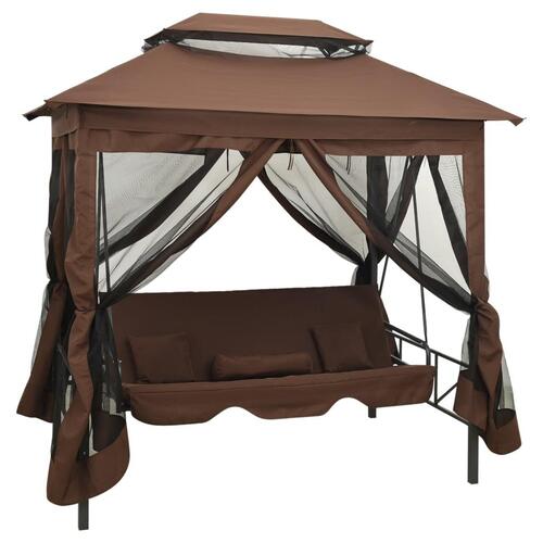 Pavillon med konvertibel gyngesofa kaffefarvet