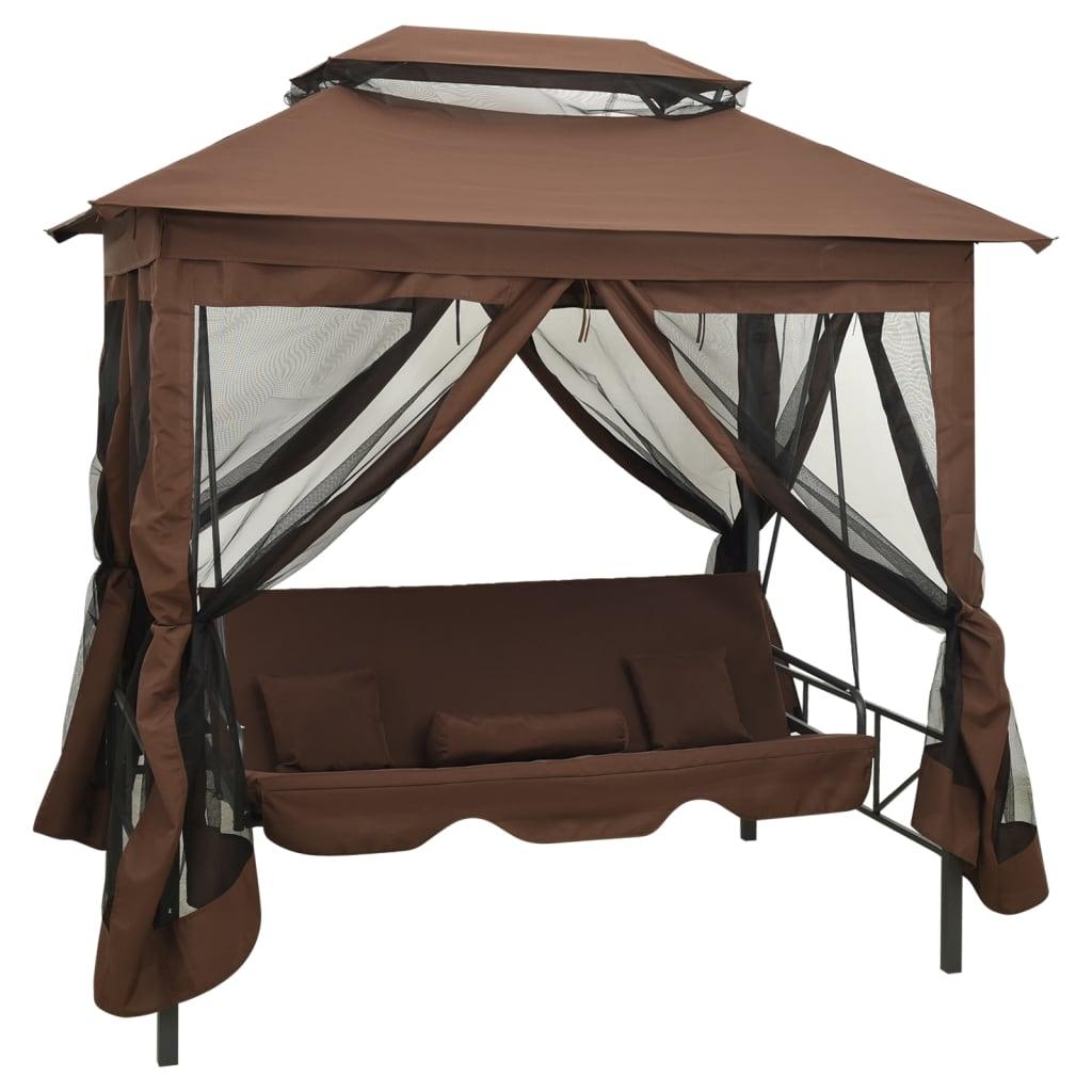 Pavillon med konvertibel gyngesofa kaffefarvet
