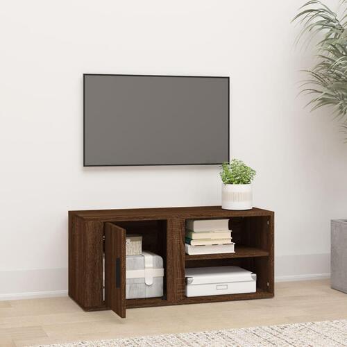 Tv-bord 80x31,5x36 cm konstrueret træ brun egetræsfarve