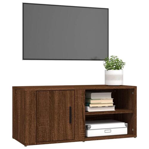 Tv-bord 80x31,5x36 cm konstrueret træ brun egetræsfarve