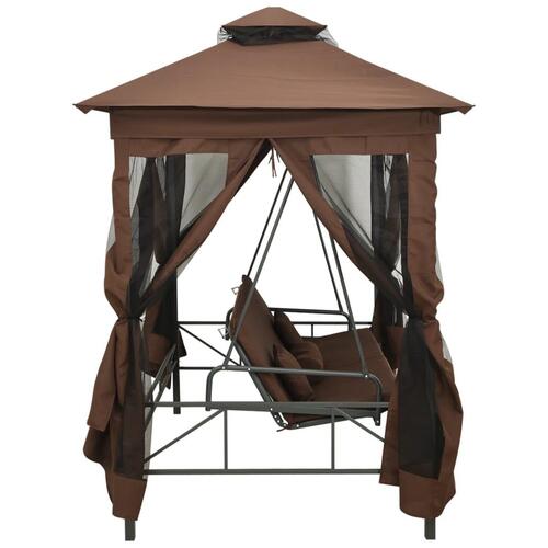 Pavillon med konvertibel gyngesofa kaffefarvet