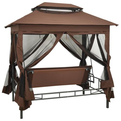 Pavillon med konvertibel gyngesofa kaffefarvet