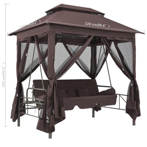 Pavillon med konvertibel gyngesofa kaffefarvet