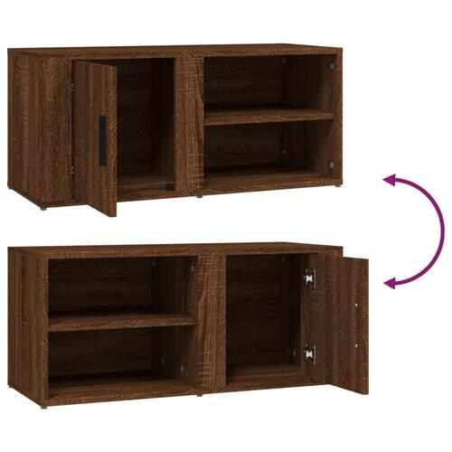 Tv-bord 80x31,5x36 cm konstrueret træ brun egetræsfarve