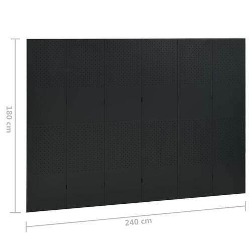 6-panels rumdelere 2 stk. 240x180 cm stål sort