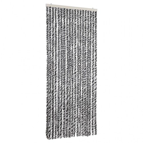Flueforhæng 56x185 cm chenille sort og hvid