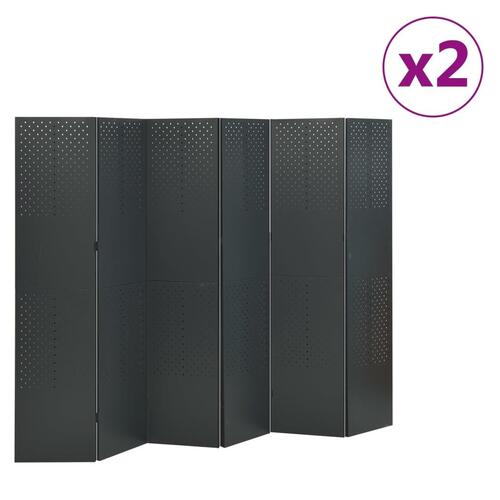 6-panels rumdeler 2 stk. 240x100 cm stål antracitgrå