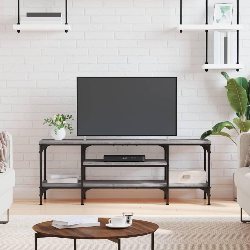 Tv-bord 121x35x45 cm konstrueret træ og jern grå sonoma-eg