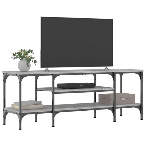 Tv-bord 121x35x45 cm konstrueret træ og jern grå sonoma-eg