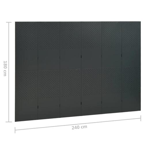 6-panels rumdeler 2 stk. 240x100 cm stål antracitgrå