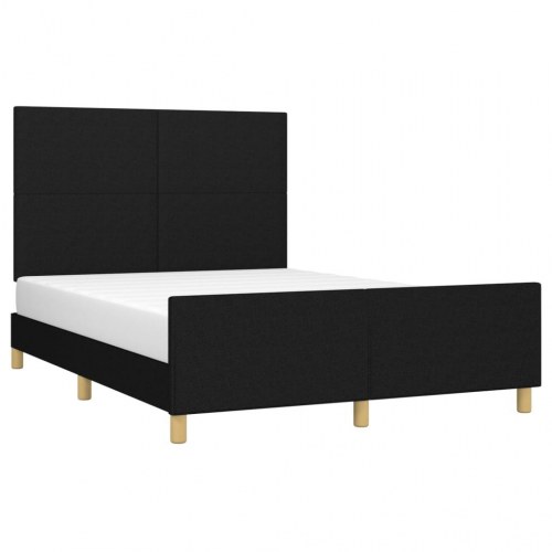 Sengeramme med sengegavl 140x190 cm - stof, sort