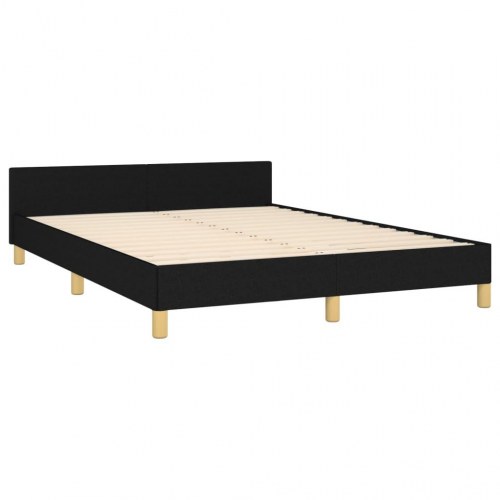 Sengeramme med sengegavl 140x190 cm - stof, sort
