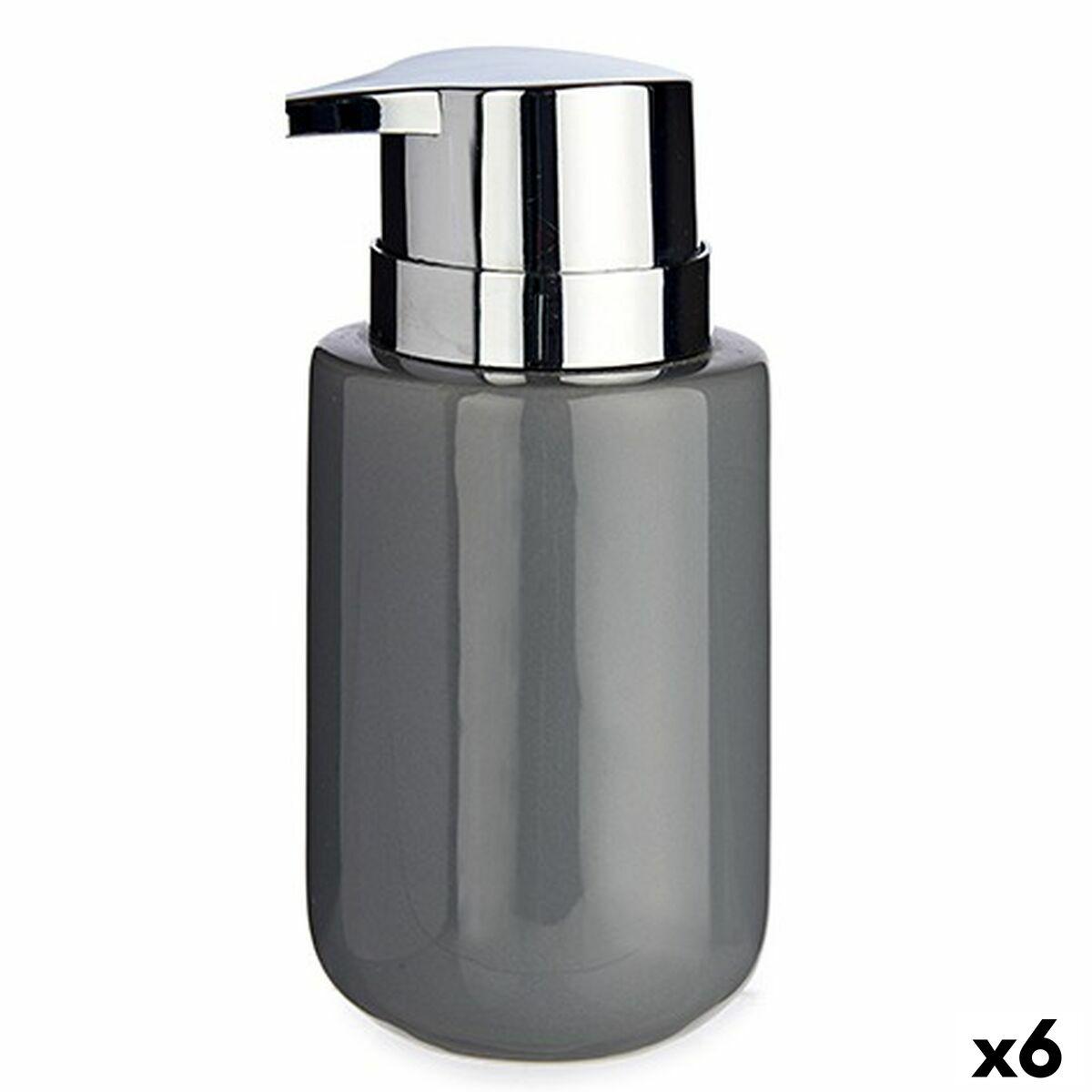 Sæbedispenser Grå Sølvfarvet Metal Keramik 350 ml (6 enheder)