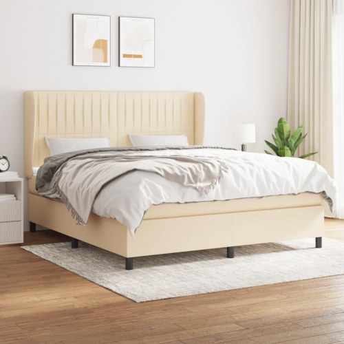 Kontinentalseng med madras 160×200 cm - stof, cremefarvet