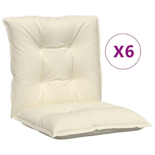 Stolehynder m. lav ryg 6 stk. 100x50x7 cm stof cremefarvet