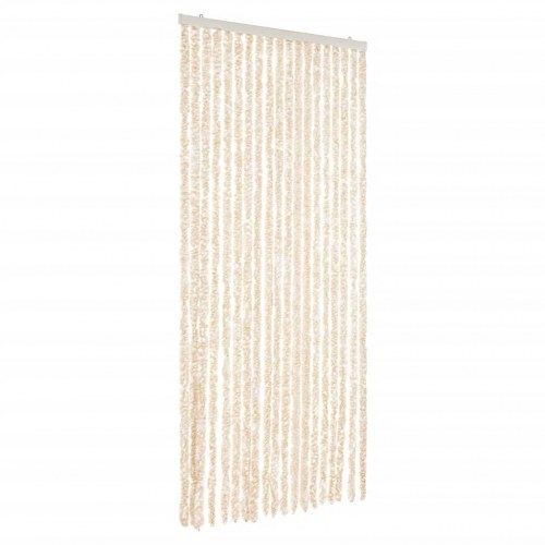 Flueforhæng 56×185 cm i chenille - beige/hvid