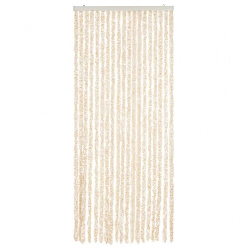 Flueforhæng 56×185 cm i chenille - beige/hvid