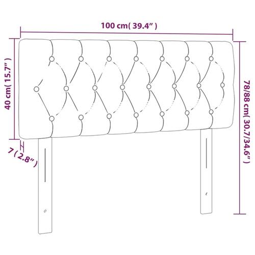 Sengegavl med LED-lys 100x7x78/88 cm stof gråbrun