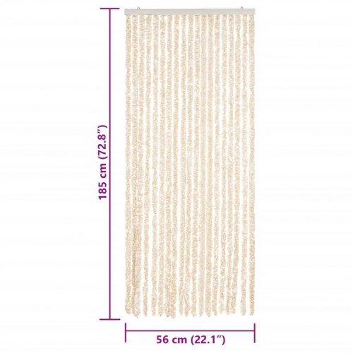 Flueforhæng 56×185 cm i chenille - beige/hvid