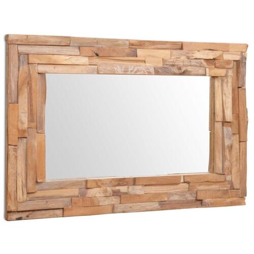 Dekorativt spejl i teak 90 x 60 cm rektangulært