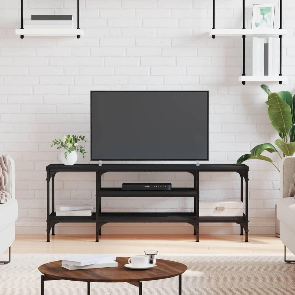 Tv-bord 121x35x45 cm konstrueret træ og jern sort