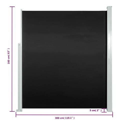 Sammenrullelig sidemarkise til terrassen 160 x 300 cm sort